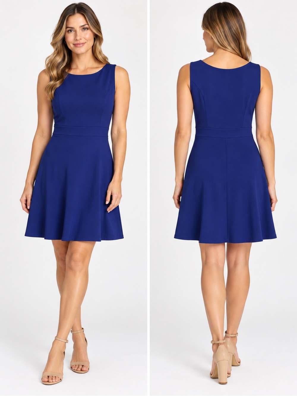 Enfocus Studio Sleeveless Fit-and-Flare Dress in Cobalt Blue